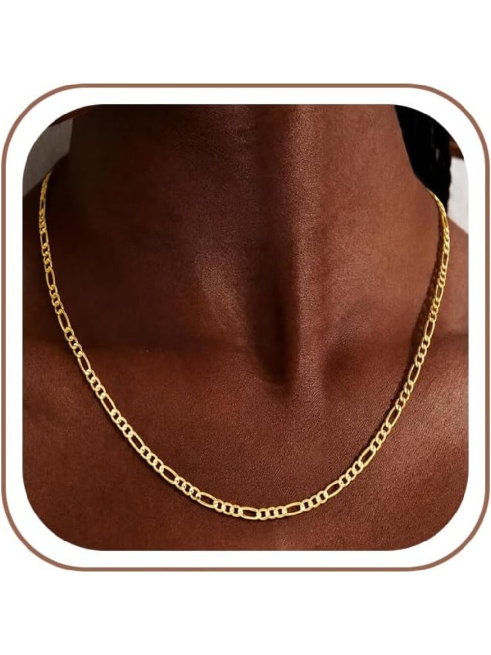 Elegant 18K Gold Over 3MM Figaro Necklace for Women - Stylish Chain Jewelry